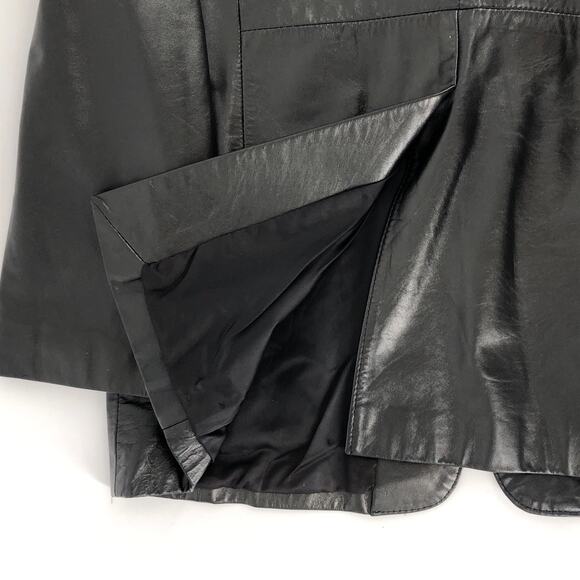 90s black leather blazer jacket 1990s vintage - Picture 9 of 12